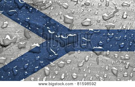 a flag of Sosnowiec with rain drops