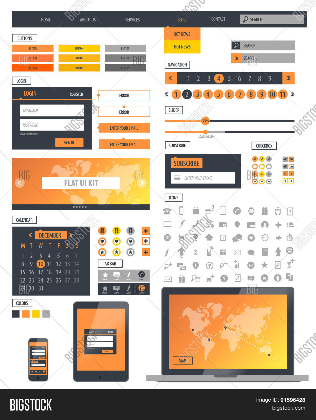 Ui Kit Responsive Web Vector & Photo (Free Trial) | Bigstock