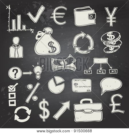 Finance and business doodle on blackboard