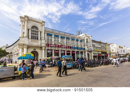 People At The Connaught Place In Delhi