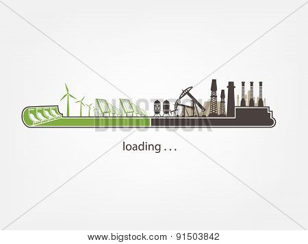 status Bar and factories against renewable energy