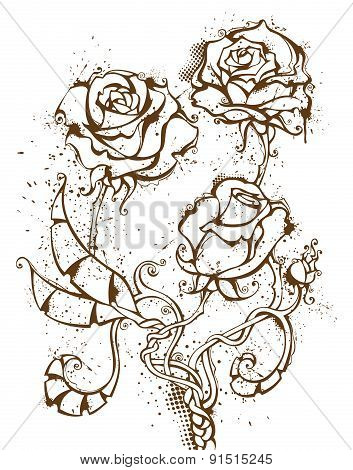 Grunge Ink Roses.