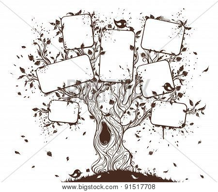 Grunge Hand-drawn Tree.