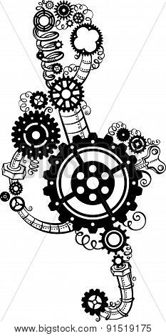 Treble Clef Made Of Gears.