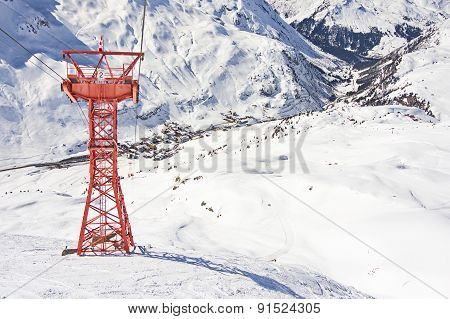 Ski Gondola Pylon In Lech - Zurs Ski Resort In Austria