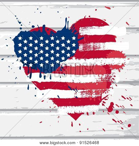 Usa Flag In Heart Shape