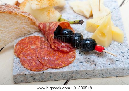 Mix Cold Cut On A Stone With Fresh Pears