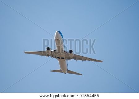 BUDAPEST, HUNGARY - MAY 02: KLM airliner taking off at Budapest (LHBP), May 2th 2014. KLM Royal Dutch Airlines is the flag carrier airline of the Netherlands