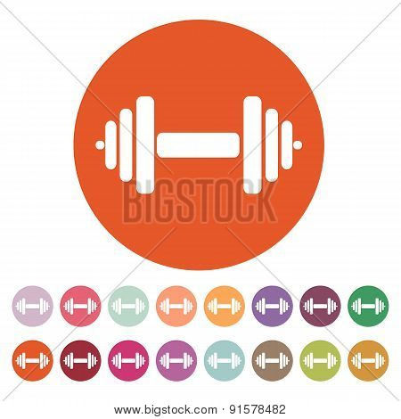 The Dumbbell Icon. Barbell Symbol. Flat