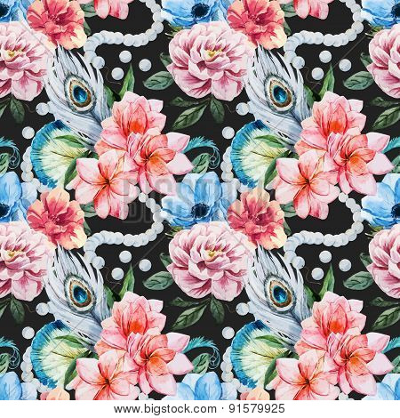 Watercolor flowers pattern