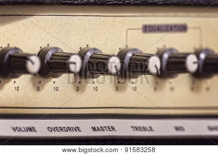Close-up of a guitar amplifier