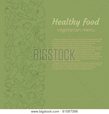 healthy food. vegetarian menu with silhouette of vegetables