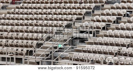 Empty Seats In The Stands Before The Sporting Event