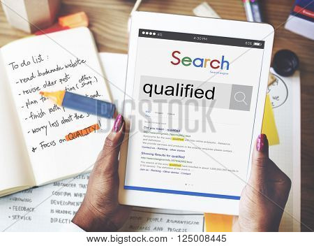 Qualified Qualify Qualification Diploma Capacity Concept