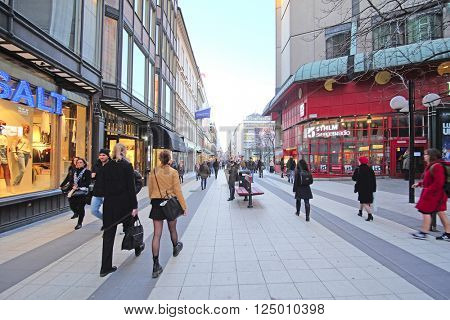 Stockholm, Sweden - March, 16, 2016: landscape with the image of Old Town street in Stockholm, Sweden