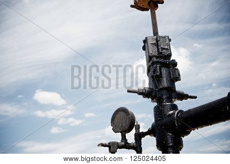 Oil well in Ayoluengo de la Lora, Burgo Province, Castilla Leon, Spain.