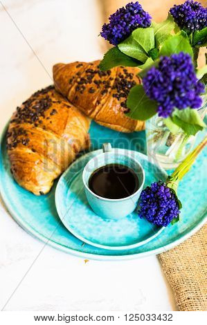 Coffee And Spring Flowers