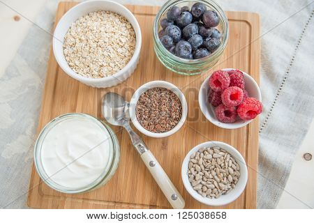 Healthy yogurt with fresh berries for breakfast