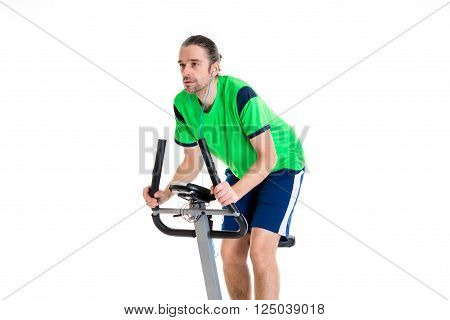 Young Man Train With Fitness Machine