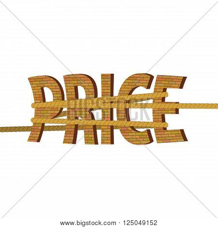 Related Orange Brick Letters Isolated on White Background. Price Concept