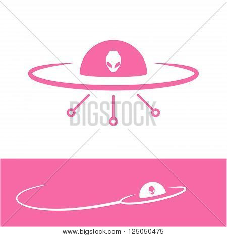 Ufo icon alien flying saucer 2d vector sign eps 8