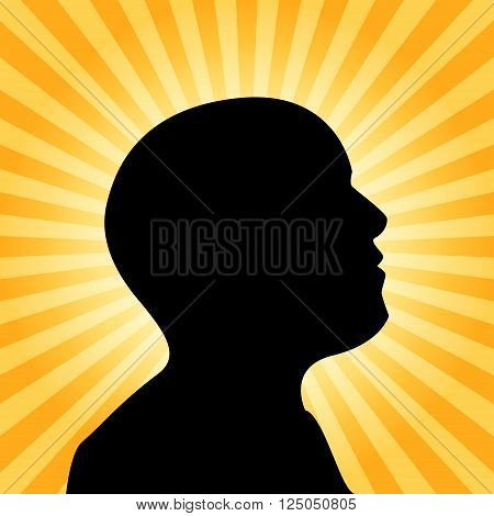 Human silhouette illustration idea concept 2d vector on sun ray background eps 10