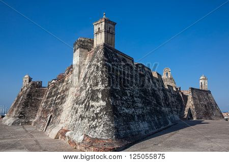 CARTAGENA, COLOMBIA - FEBRUARY 21 2011:  San Felipe Castle in Cartagena de Indias 