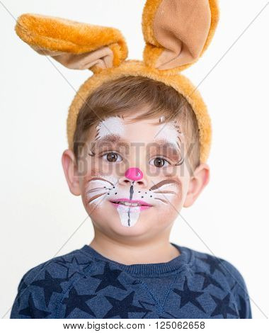 Boy Child Face Painted Easter Bunny