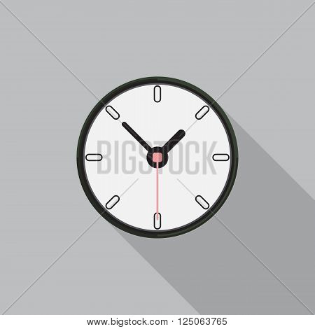 Clock Icon , Vector Illustration Flat Design With Long Shadow