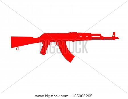 akm assault rifle 3d illustration in color. metal parts. body. lines contour.