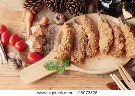 shishamo fried with sause is a delicious