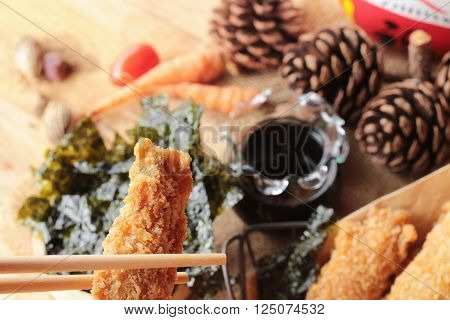 shishamo fried with sause is a delicious