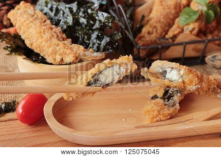 shishamo fried with sause is a delicious
