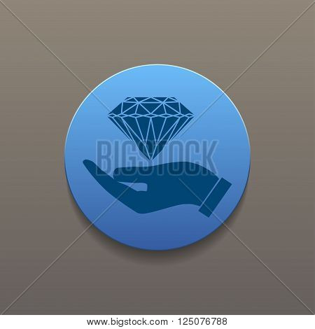 Hand and diamond icon. Flat design style eps 10