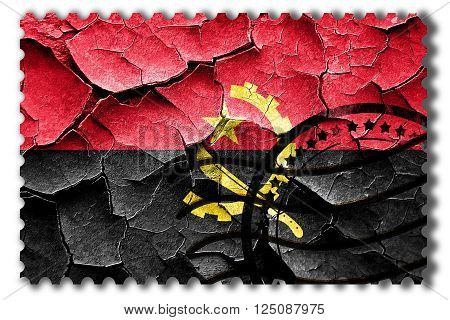 Postal stamp: Grunge Angola flag with some cracks and vintage look