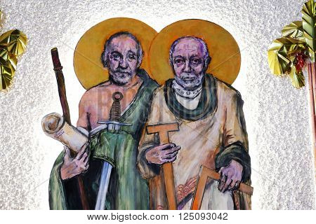 ZAGREB, CROATIA - JANUARY 31: St. James the Less and St. Thomas on tha altar of the church of Saint Blaise in Zagreb, Croatia on January 31, 2015