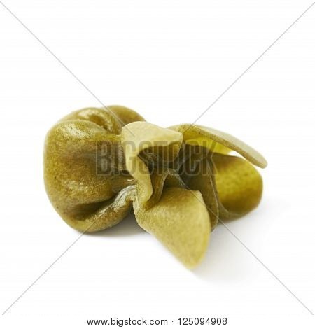 Single sacchettoni stuffed sacchetti pasta isolated over the white background