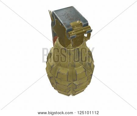 Mk2 grenade 3D illustration on white background isolated
