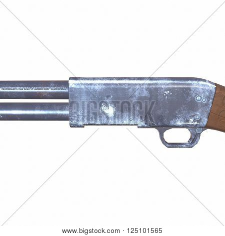 Ithaca old shotguns 3D illustration on white background isolated