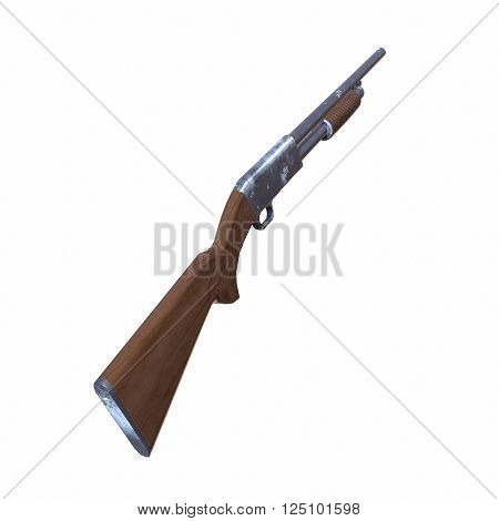 Ithaca old shotguns 3D illustration on white background isolated