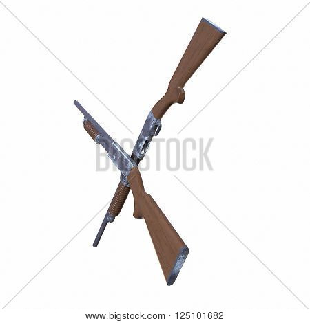 Ithaca old shotguns 3D illustration on white background isolated