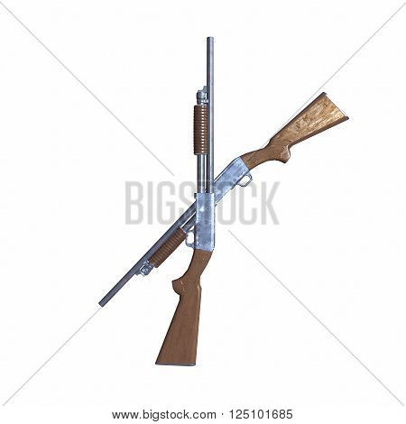 Ithaca old shotguns 3D illustration on white background isolated