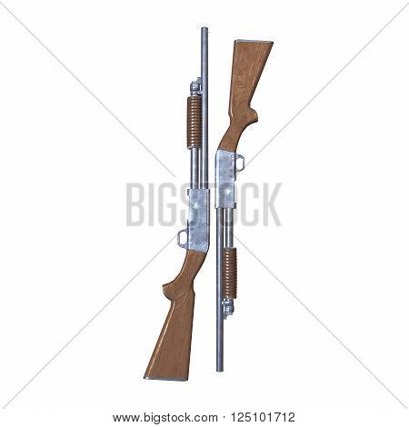 Ithaca old shotguns 3D illustration on white background isolated