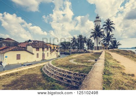 Pictorial view of light houe - Galle fort (Sri Lanka). Galle - the largest city and port in the south of Sri Lanka the capital of the southern province and a popular tourist destination