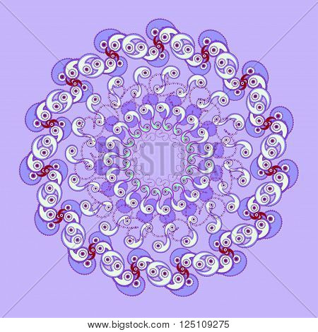 symmetrical circular pattern on a purple background. vector illustrator
