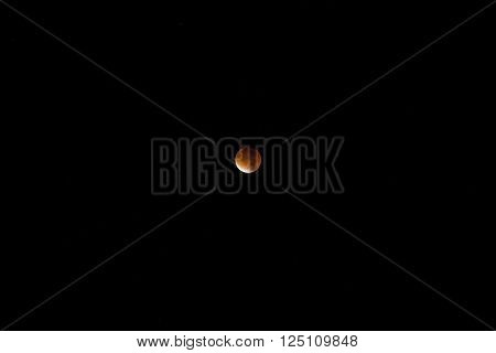 Photographed A Red Moon, Blood Moon, In September 2015, A Natural Phenomenon