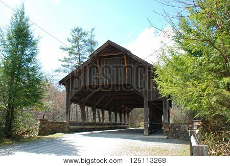 The Covered Wooden Bridge in DuPont State Forest in North Carolina