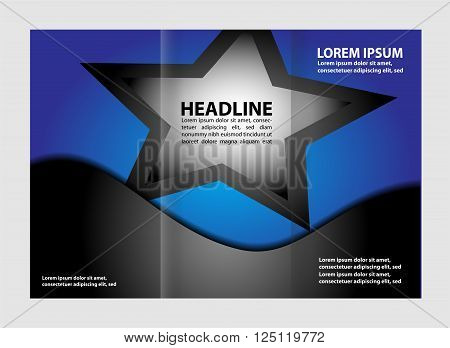 Vector blue tri-fold brochure design template vector template design