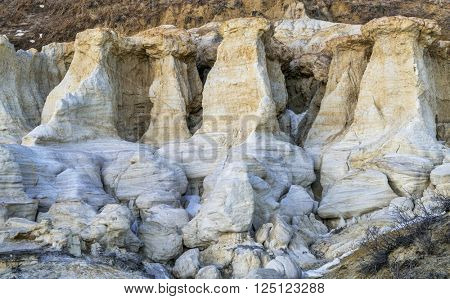 clay and sandstone erosion geological formations in Paint Mine Interpretive Park at Calhan near Colorado Springs, Colorado