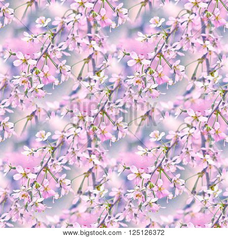 Spring Floral Seamless Pattern. Seamless Natural Texture With Blossom Tree Branches. Spingtime In Ga